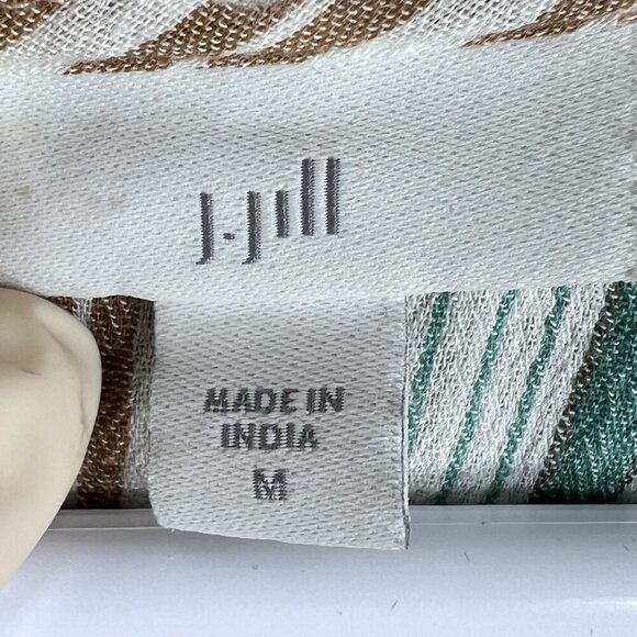 J Jill Womens M Tiered Tunic Top Tassels Sleeveless Striped Ruffled Boho Blouse - Picture 10 of 13